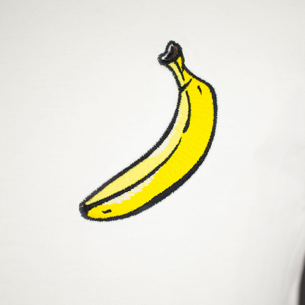 Close up of banana embroidery T-Shirt by The Embroidery Crew