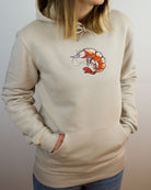 Ladies Hoodie with shrimp embroidery, sand color