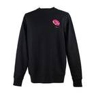 Black Sweatshirt with embroidered Donut design by The Embroidery Crew