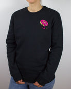 Black sweatshirt with donut embroidery, women