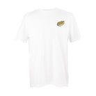 White T-Shirt with embroidered Hotdog design by The Embroidery Crew