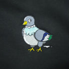 Pigeon Embroidery on a black sweatshirt