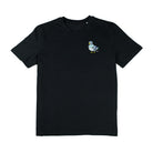 Black T-shirt with pigeon embroidery