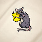 Natural coloured T-Shirt with Rat Embroidery Close Up