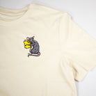 Natural coloured T-Shirt with Rat Embroidery Close Up