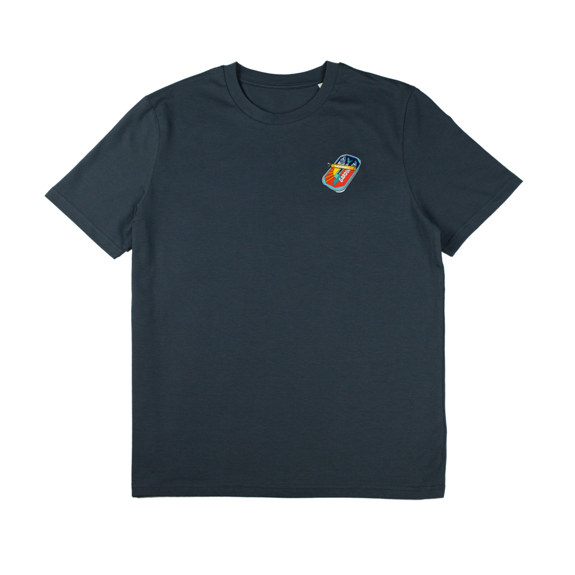 A ink grey T-shirt with sardines embroidery